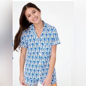 Roller Rabbit - blue monkey pajama shorts set